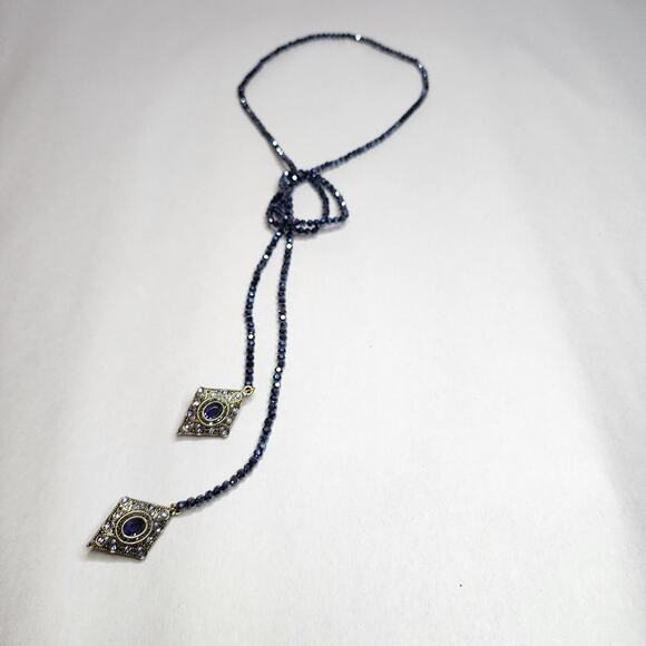 HEIDI DAUS Necklace Crystal Trilo Beaded Lariat New $259 Layering Tanzanite - Picture 4 of 7